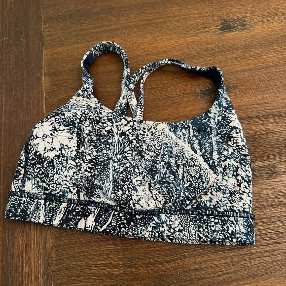 Blue Sports Bra, Patterned, Yoga, Lululemon Athletica - Picture 1 of 5